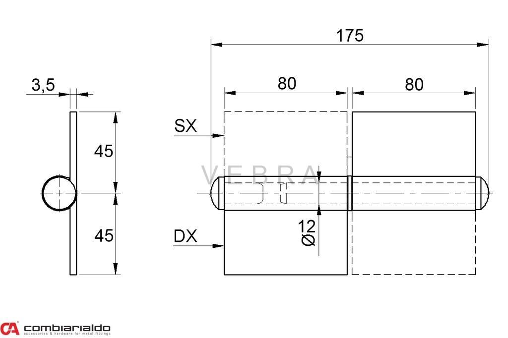 Pant s plotnou dvoudílný 160 mm, levý