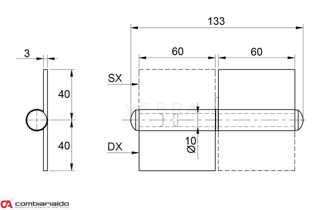 Pant s plotnou dvoudílný 60 mm, pravý
