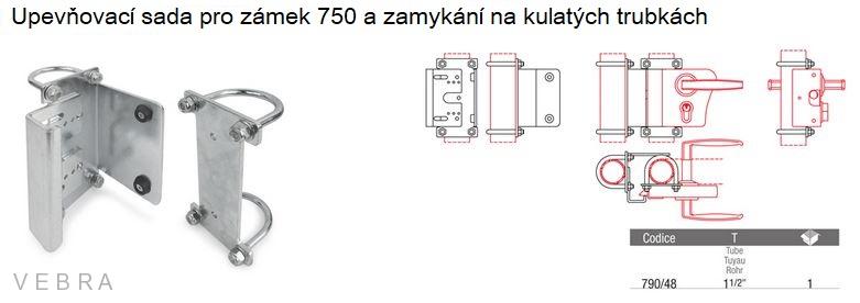 Upevňovací sada pro zámek 750 na kulatých trubkách