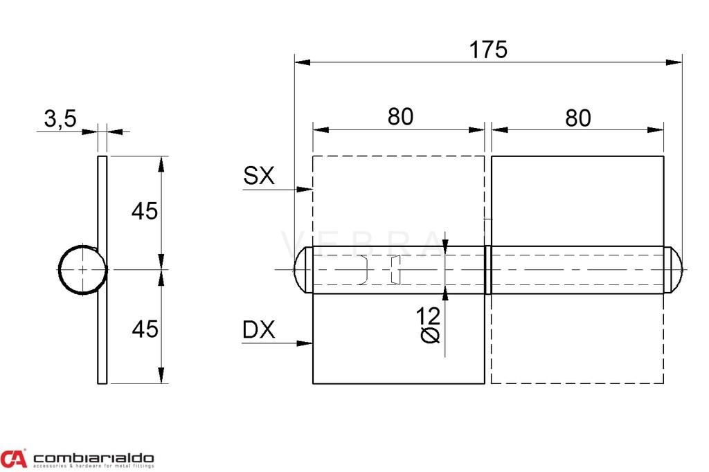 Pant s plotnou dvoudílný 160 mm, pravý
