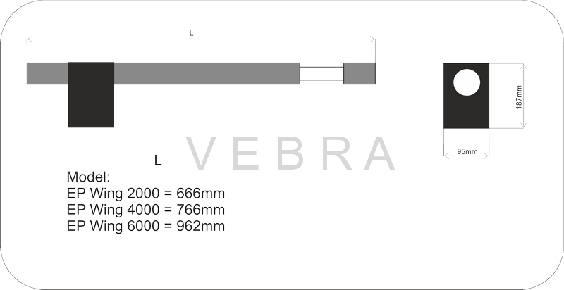 EP Wing 6001L KIT - levý pohon jednokřídlových bran do šířky 5 m